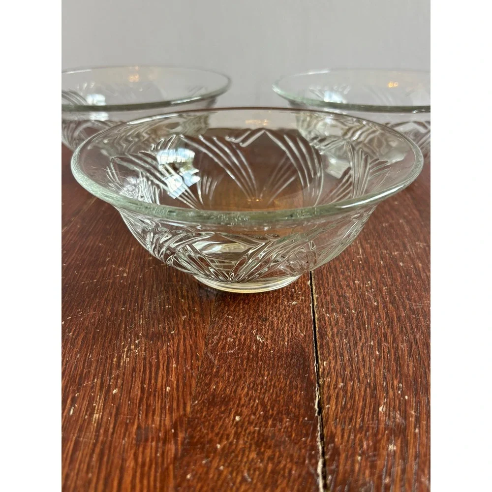 Anchor Hocking Fairfield Clear Glass Bowls Set  4 Heat Resistant 6 Inch Vintage